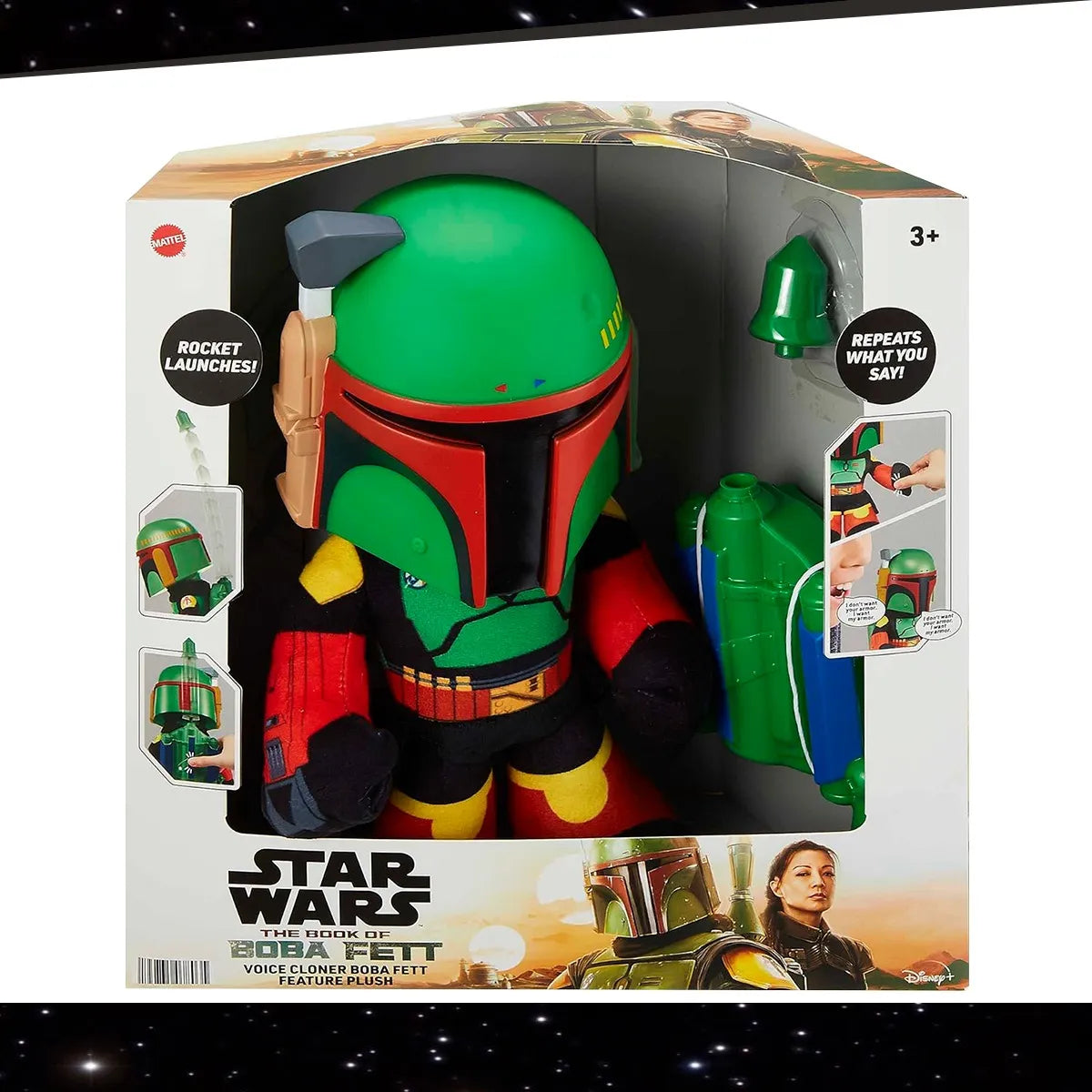 Boba Fett Peluche Interactivo Lanza Cohetes Star Wars Mattel