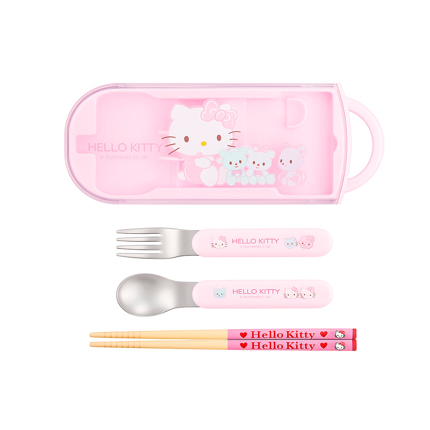 Hello Kitty Utensil / Cutery Trio Set with Sliding Case