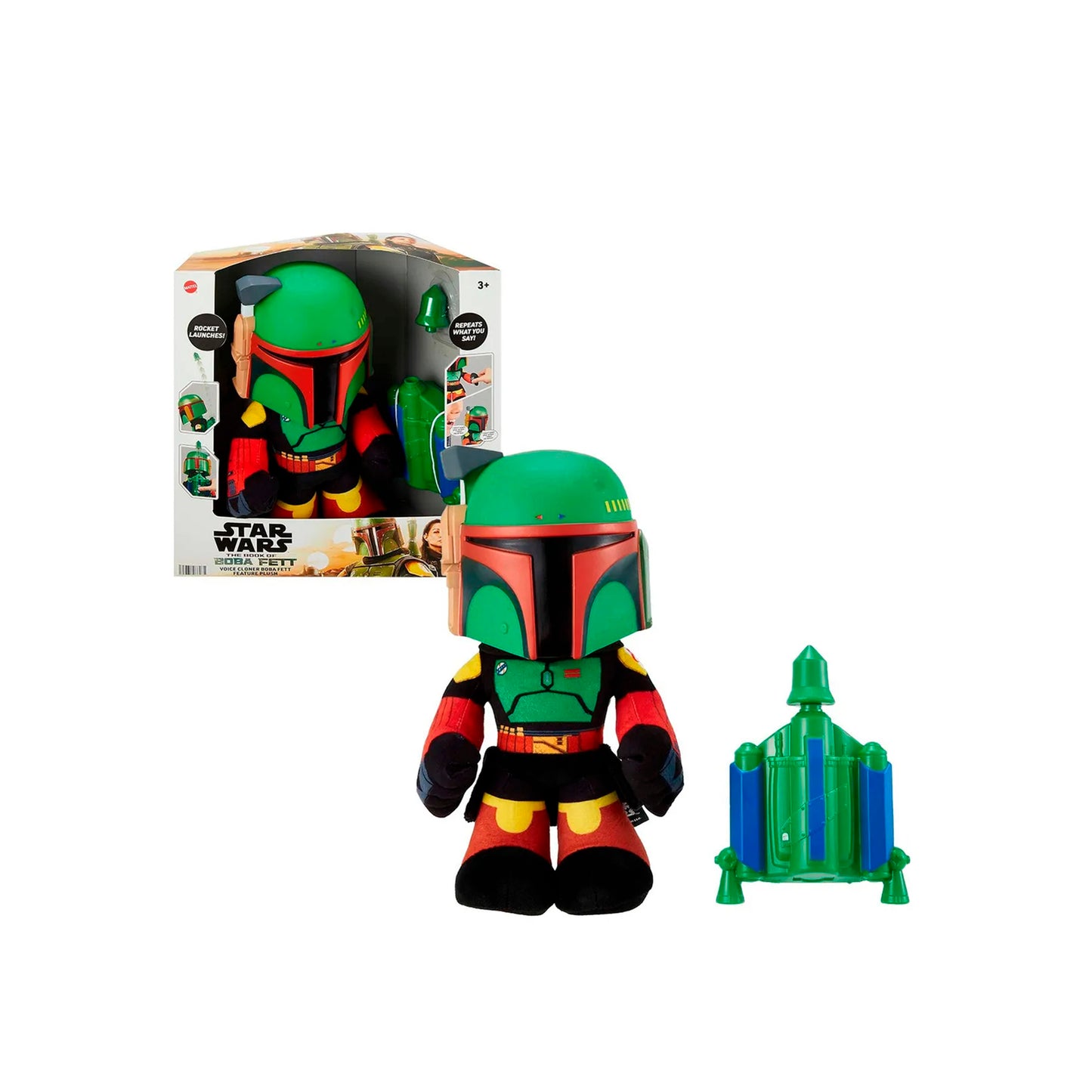 Boba Fett Peluche Interactivo Lanza Cohetes Star Wars Mattel