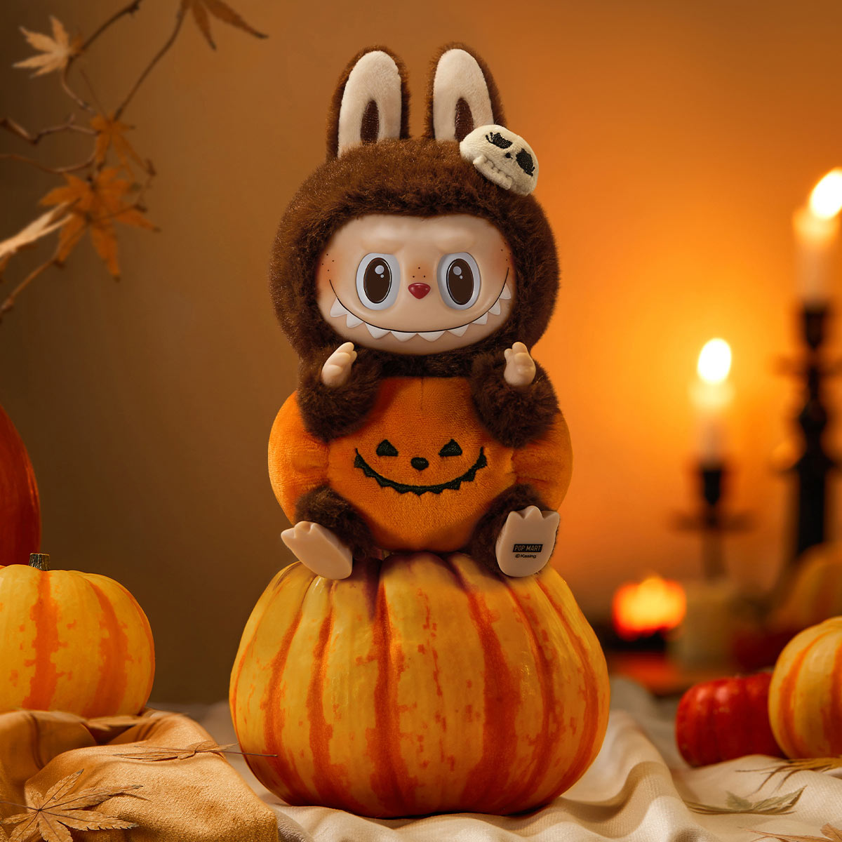 Labubu The Monsters Happy Halloween Party Series Sitting Pumpkin Vinyl Plush Pendant