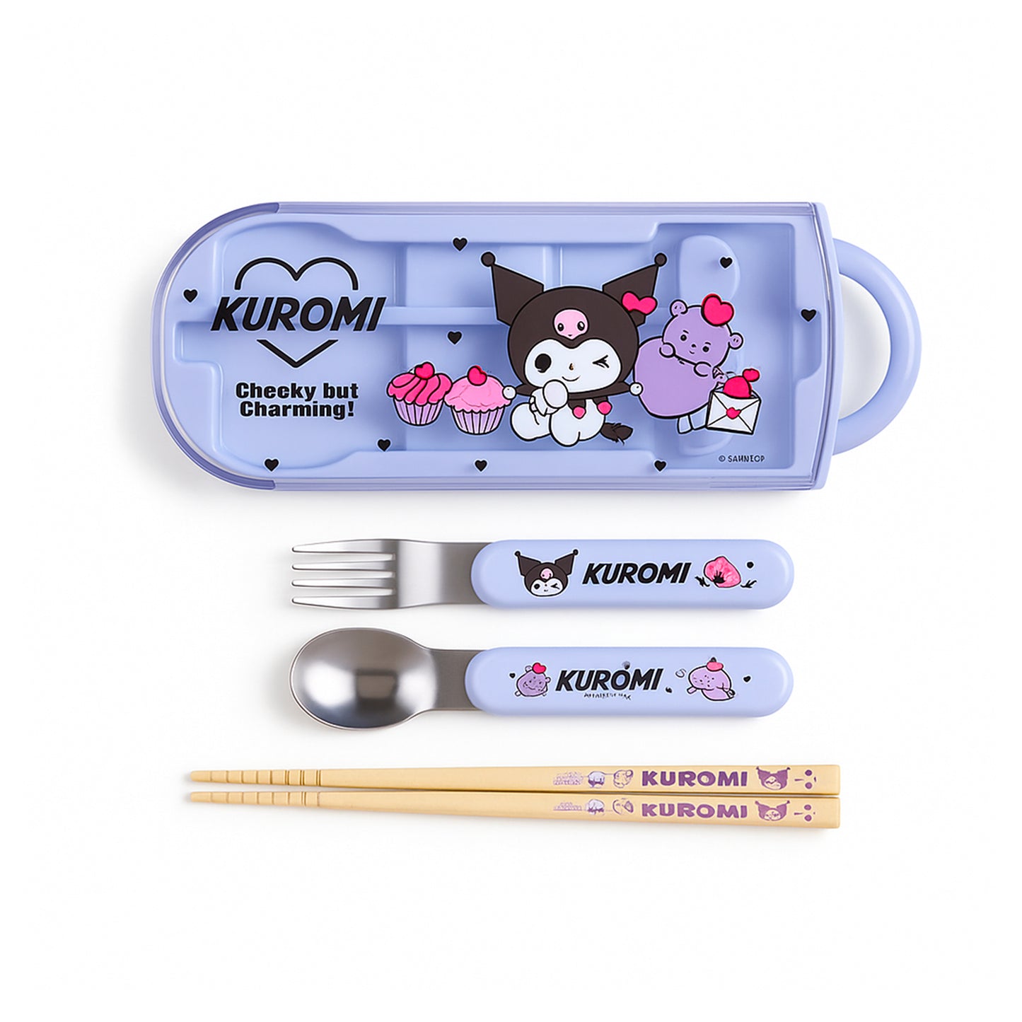 Hello Kitty Utensil / Cutery Trio Set with Sliding Case
