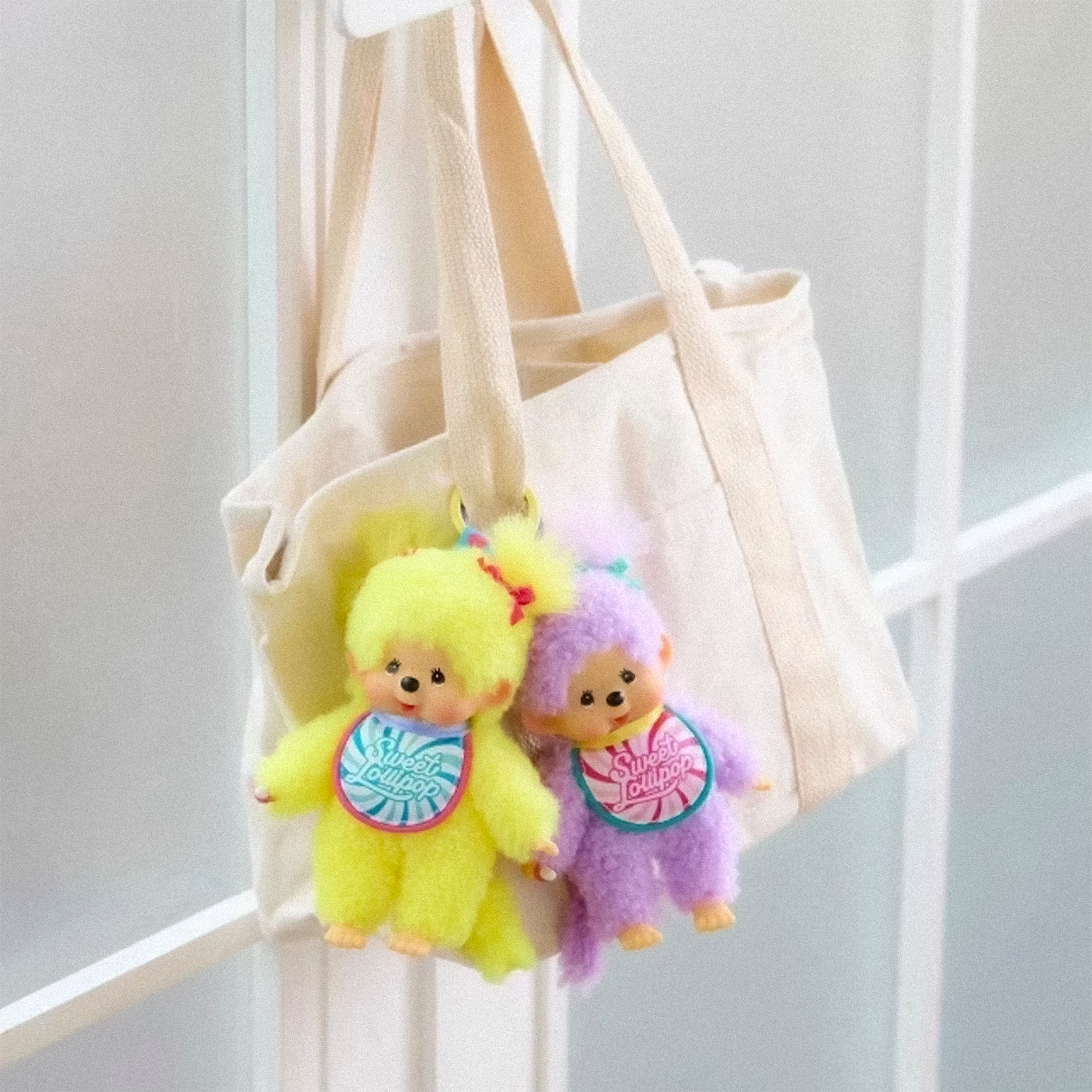 Monchhichi × Chupa Chups “Sweet Lollipop” Plush Keychain (Japan