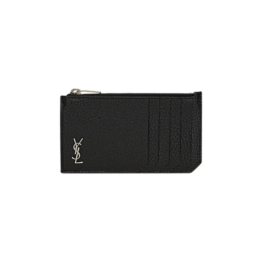 Saint Laurent Logo Plaque Zip-Up Cardholder
