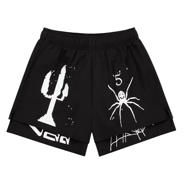 Sp5der Vaa Pantalón Corto De Doble Capa Negro
