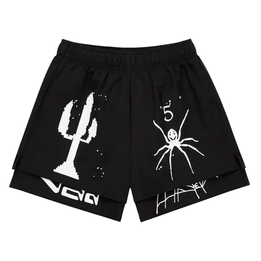 Sp5der Vaa Pantalón Corto De Doble Capa Negro