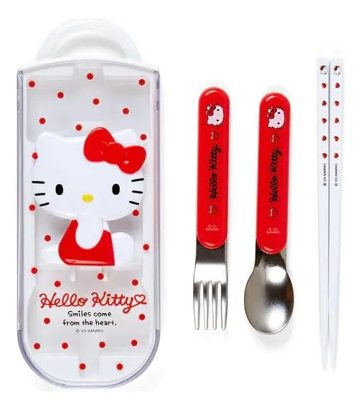 Hello Kitty Utensil / Cutery Trio Set with Sliding Case