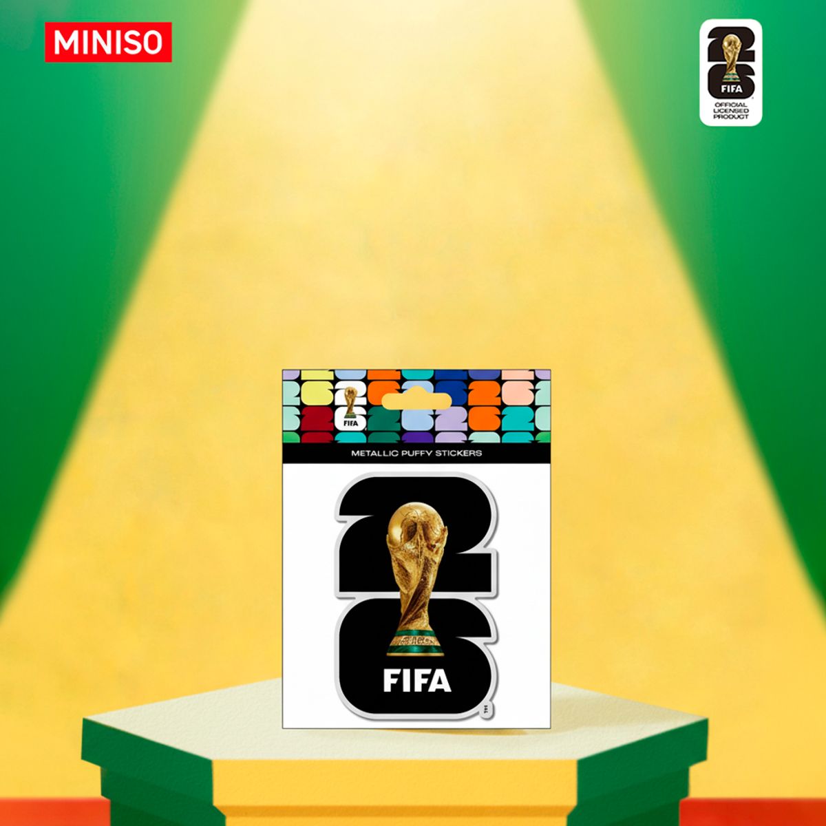 FIFA 2026 - Official World Cup Emblem 3D Raised Sticker (Colors: Black, Blue, and Green)