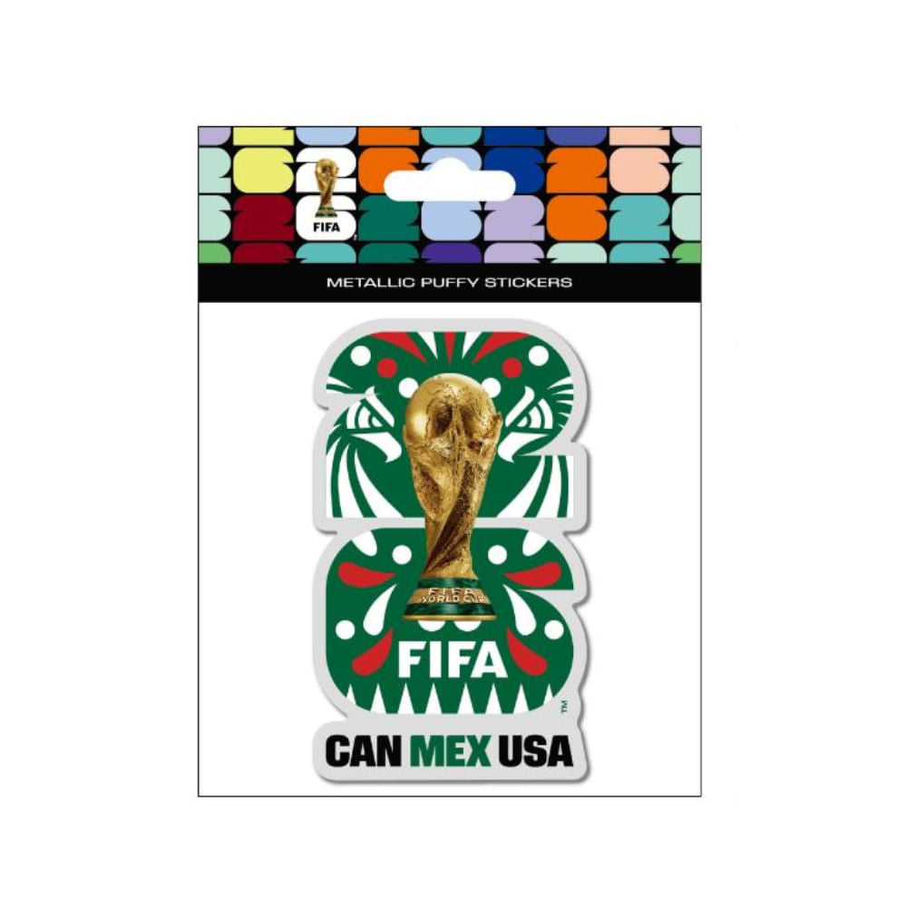 FIFA 2026 - Official World Cup Emblem 3D Raised Sticker (Colors: Black, Blue, and Green)