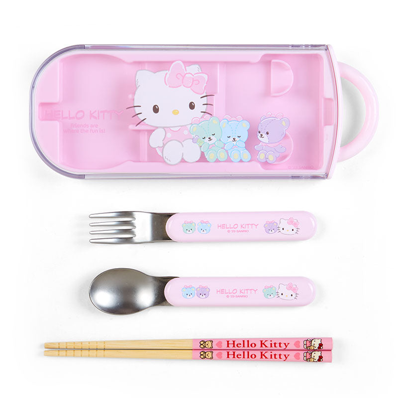 Hello Kitty Utensil / Cutery Trio Set with Sliding Case
