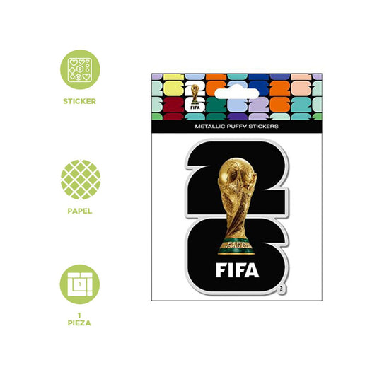 FIFA 2026 - Official World Cup Emblem 3D Raised Sticker (Colors: Black, Blue, and Green)