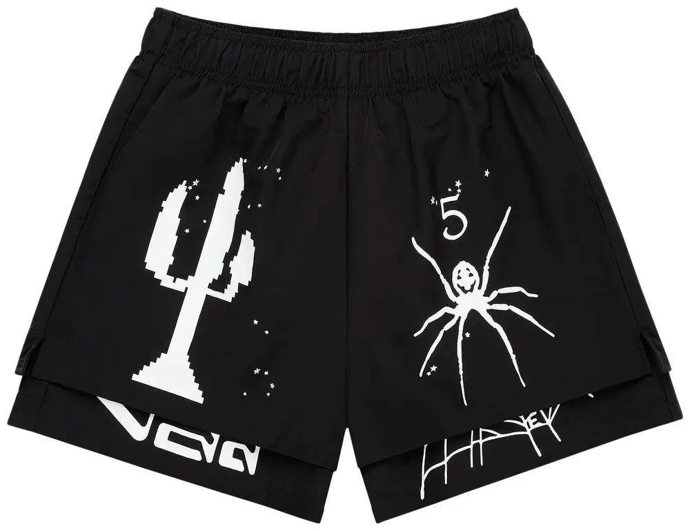 Sp5der Vaa Pantalón Corto De Doble Capa Negro